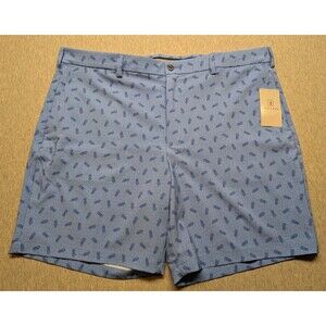 New Pga Tour Shorts Men's 8" Blue Pineapple Print Golf Performance Size 42"